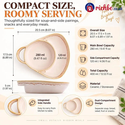 Ceramic Soup & Toasty Bowls with Handles – Rustic Reactive Glaze Design