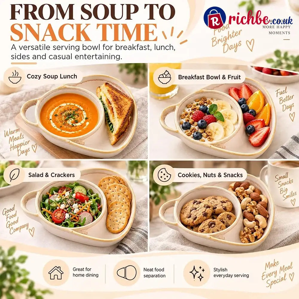 Ceramic Soup & Toasty Bowls with Handles – Rustic Reactive Glaze Design