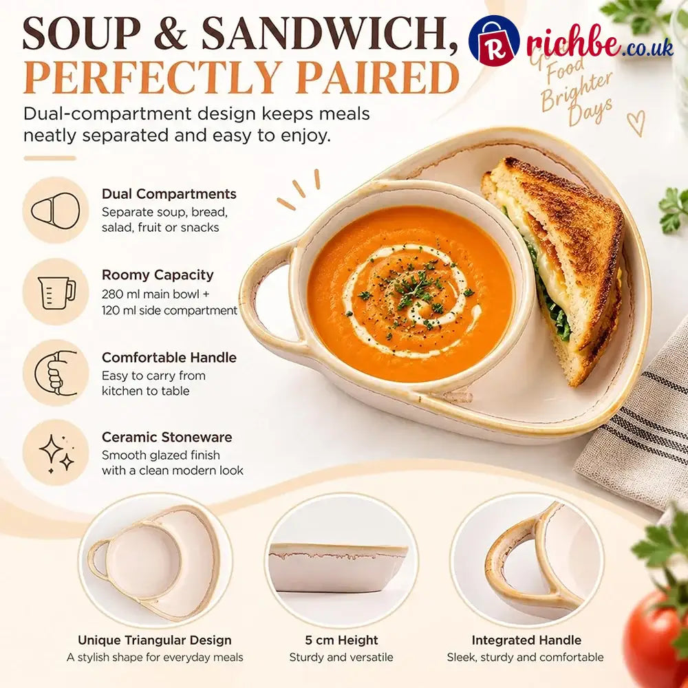 Ceramic Soup & Toasty Bowls with Handles – Rustic Reactive Glaze Design