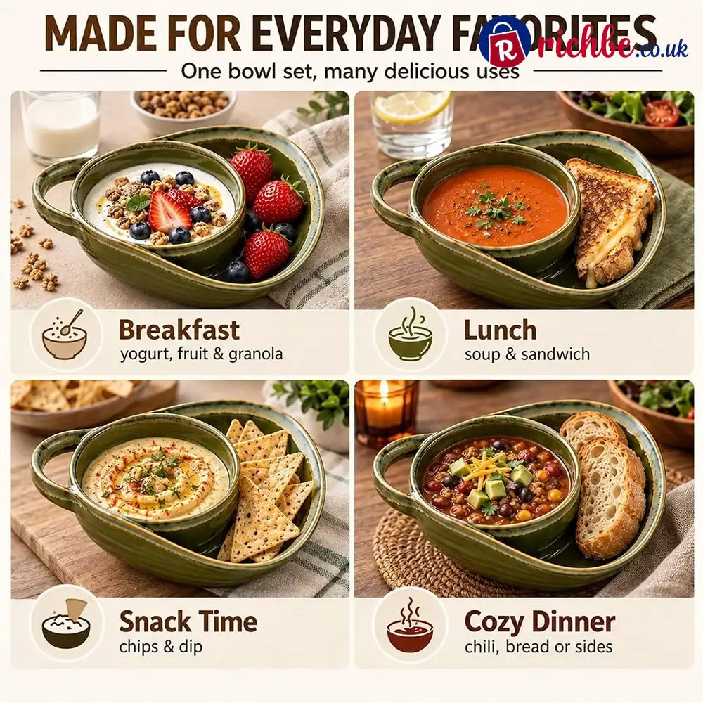 Ceramic Soup & Toasty Bowls with Handles – Rustic Reactive Glaze Design