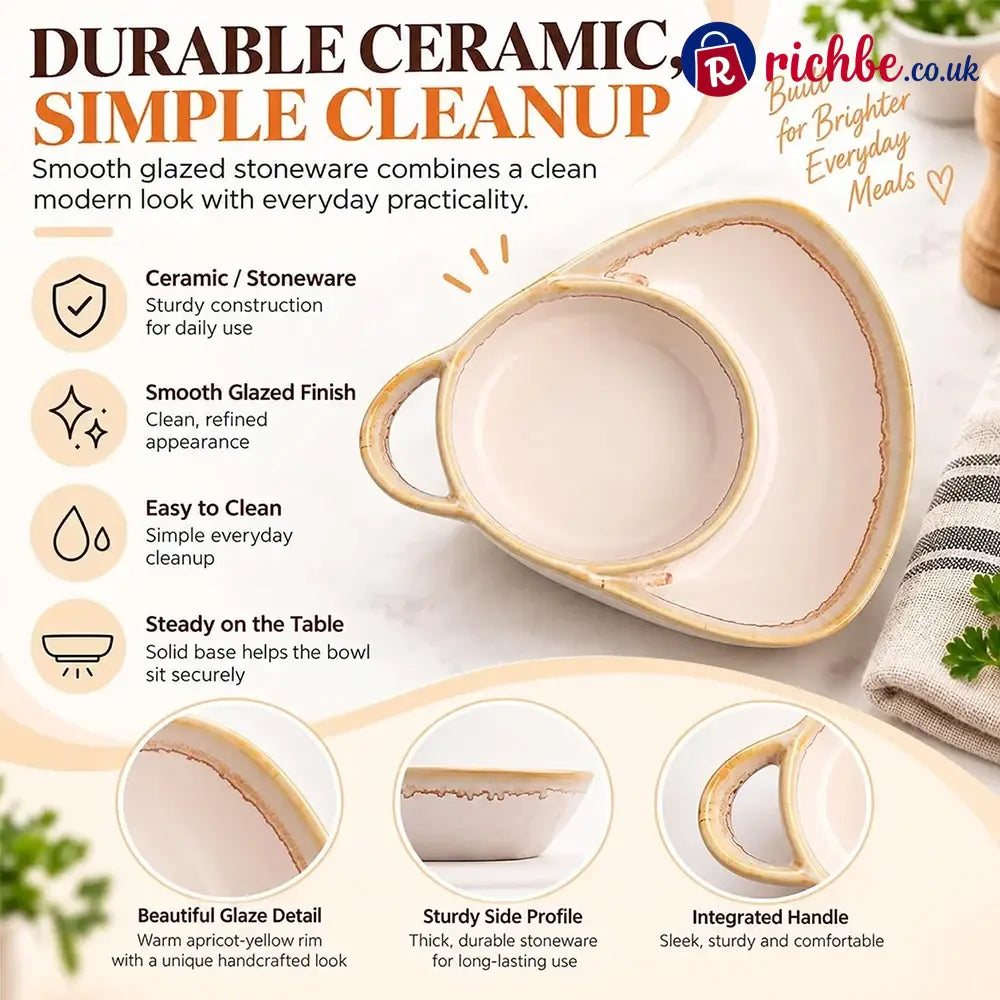 Ceramic Soup & Toasty Bowls with Handles – Rustic Reactive Glaze Design