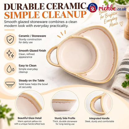 Ceramic Soup & Toasty Bowls with Handles – Rustic Reactive Glaze Design