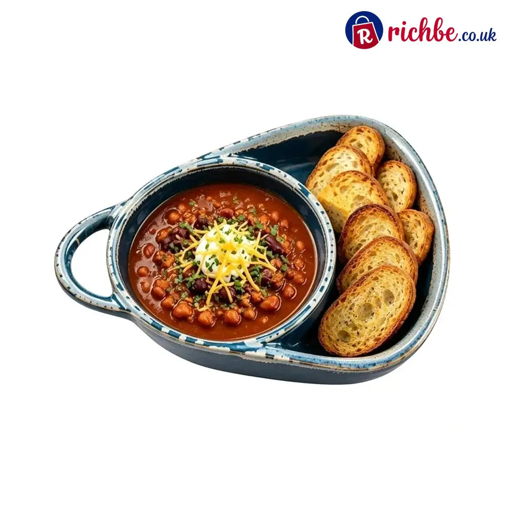 Ceramic Soup & Toasty Bowls with Handles – Rustic Reactive Glaze Design - Dark blue
