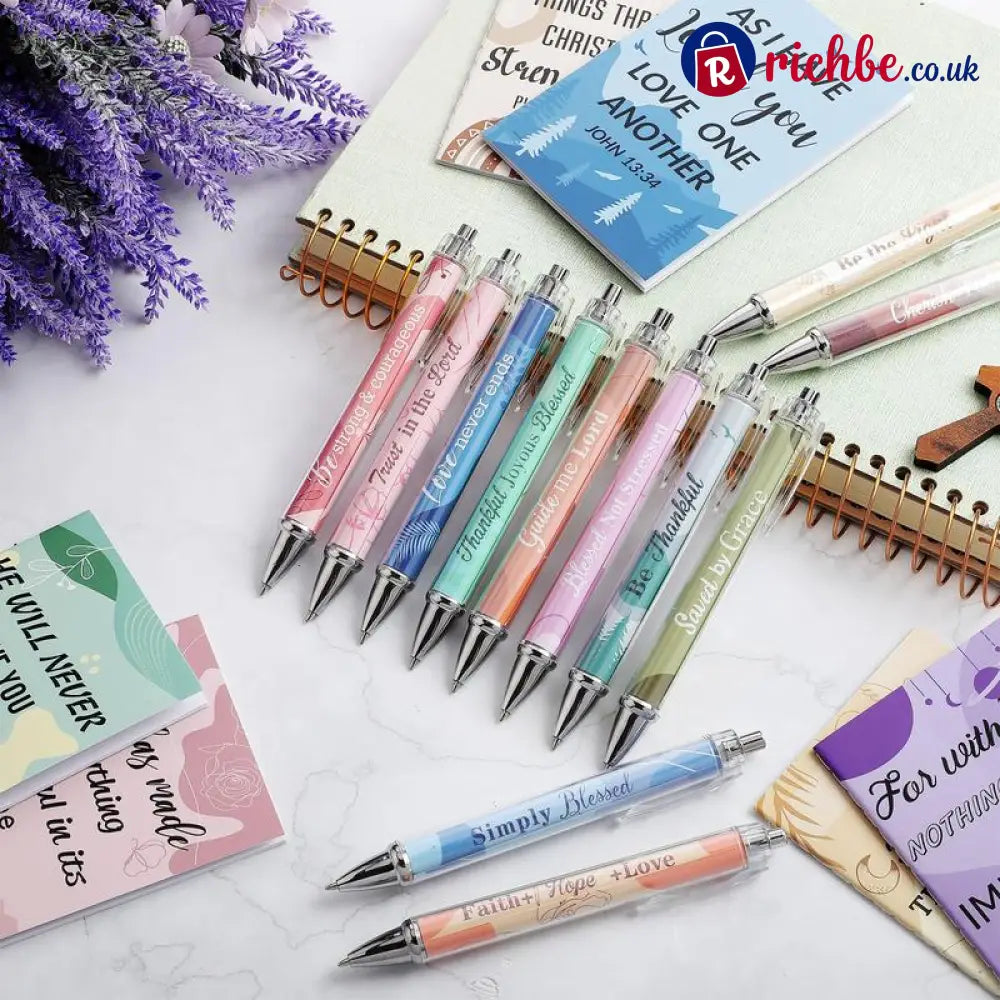 ✝️Christian Gifts Set: Motivational Pens & Bible Verse Notebooks – Inspire Your Faith Journey🌸