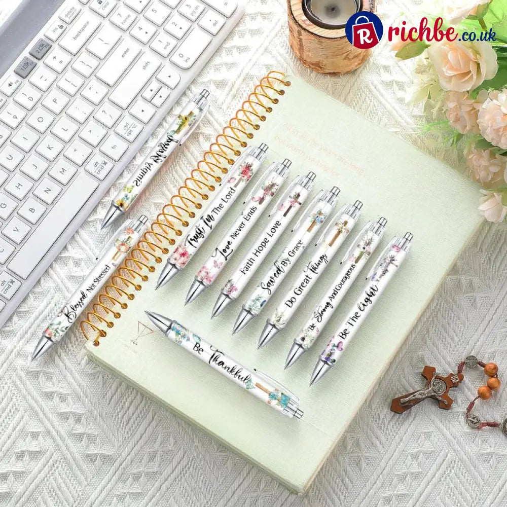 ✝️Christian Gifts Set: Motivational Pens & Bible Verse Notebooks – Inspire Your Faith Journey🌸