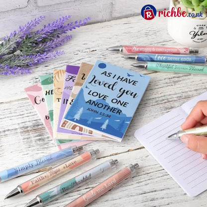 ✝️Christian Gifts Set: Motivational Pens & Bible Verse Notebooks – Inspire Your Faith Journey🌸