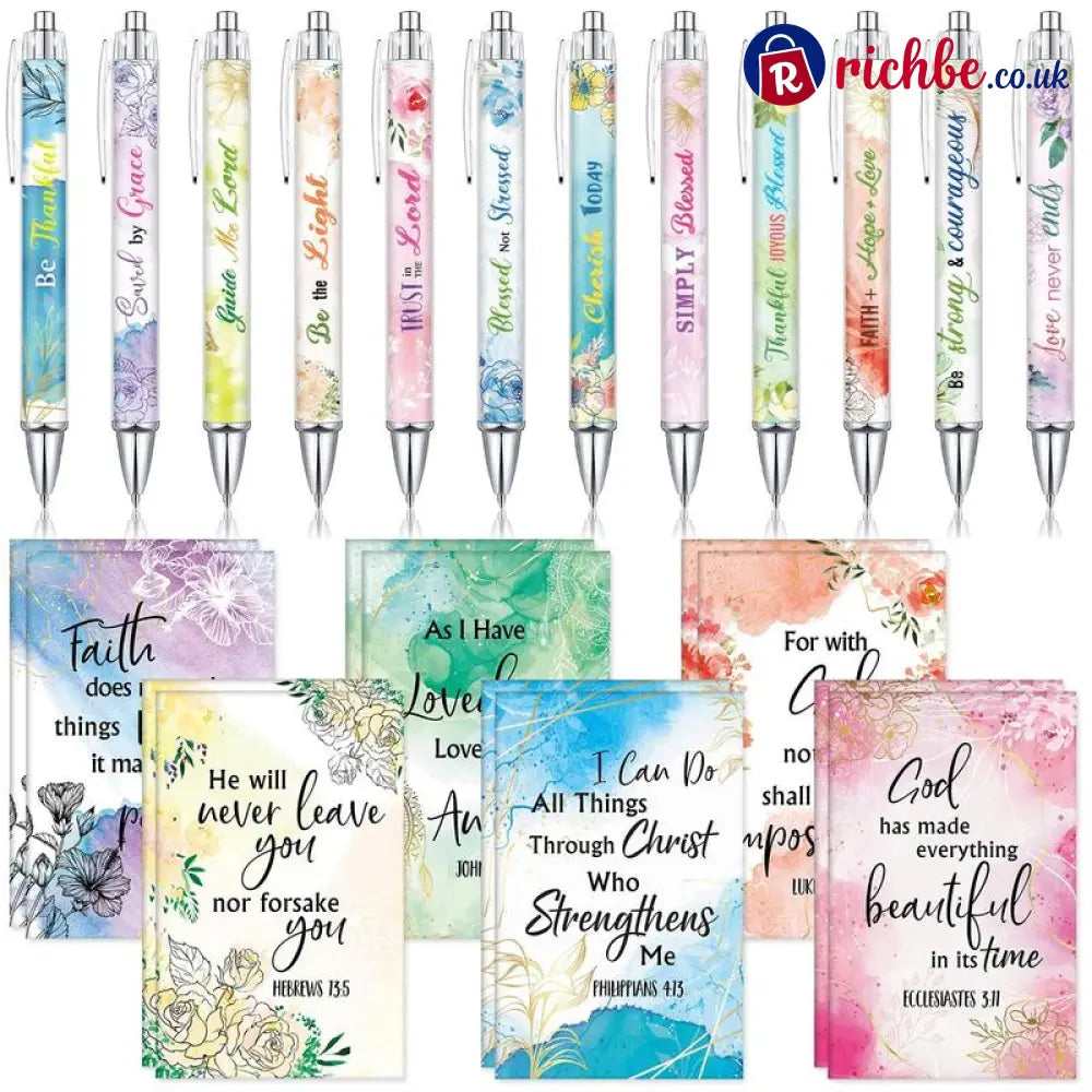 ✝️Christian Gifts Set: Motivational Pens & Bible Verse Notebooks – Inspire Your Faith Journey🌸 - Fresh Flower