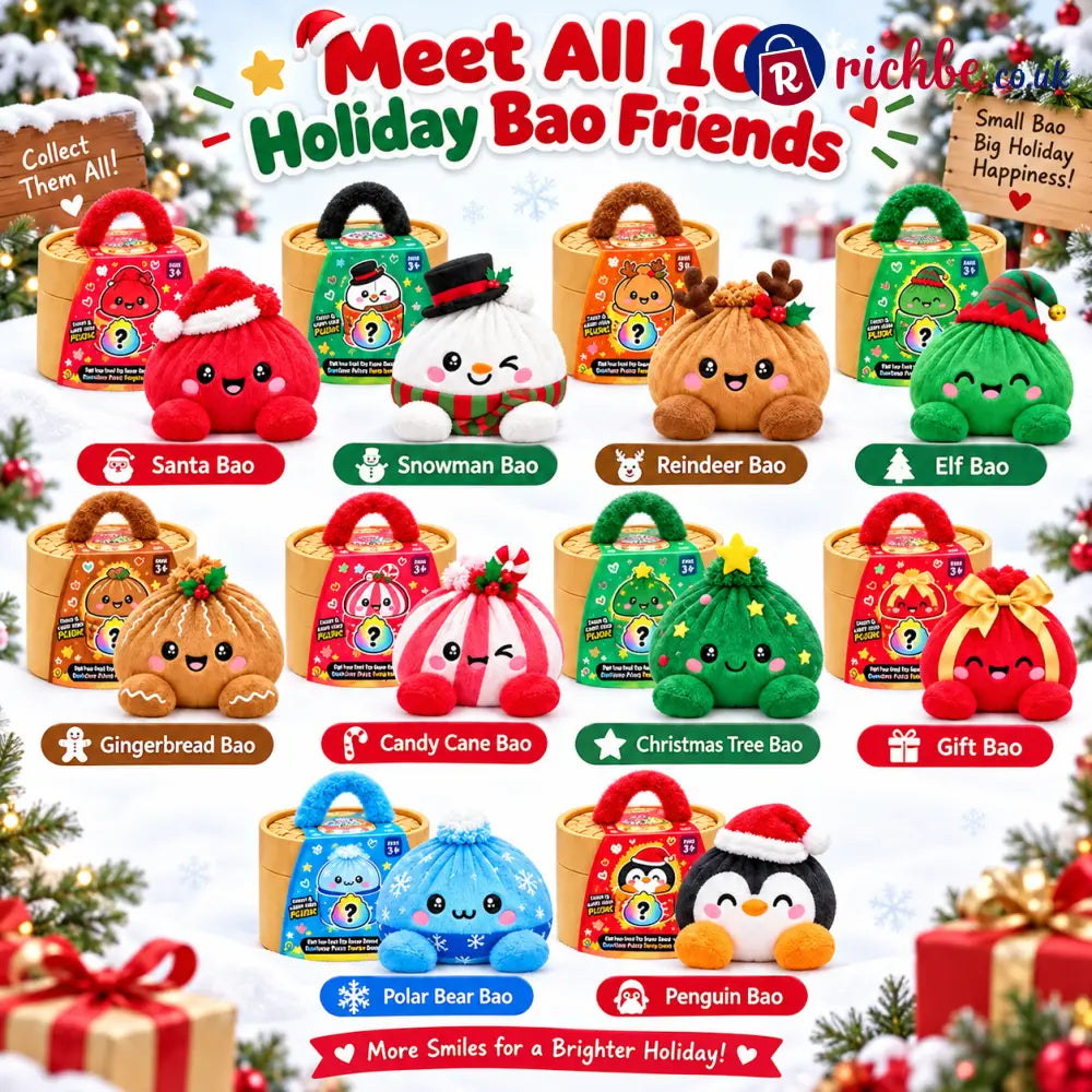 🎄 Christmas Bao Plush Collection – 10 Festive Characters | Choose Your Favorite - 1 SET (10PCS)