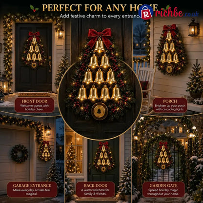 🔔 Christmas Bell Cascade Doorbell™ – Light-Up Holiday Chime Door Decor 🎄