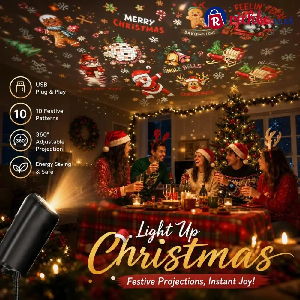 🔥 Christmas Best-Seller! Plug & Play HD Christmas Projector – 6/10 Festive Scenes | 50% OFF 🎄🎅