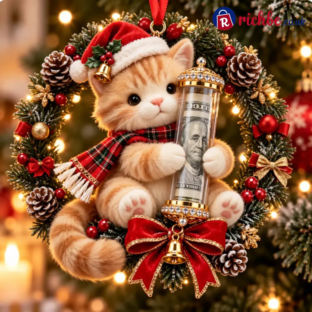 🎄 💵 Christmas Cash Gift Ornament - ✨A Fun Way to Give Money This Christmas - 🐱Cat - Best Sale Of The Month