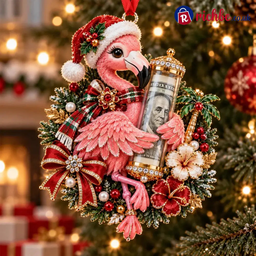 🎄 💵 Christmas Cash Gift Ornament - ✨A Fun Way to Give Money This Christmas - 🦩 Flamingo - Best Sale Of The Month