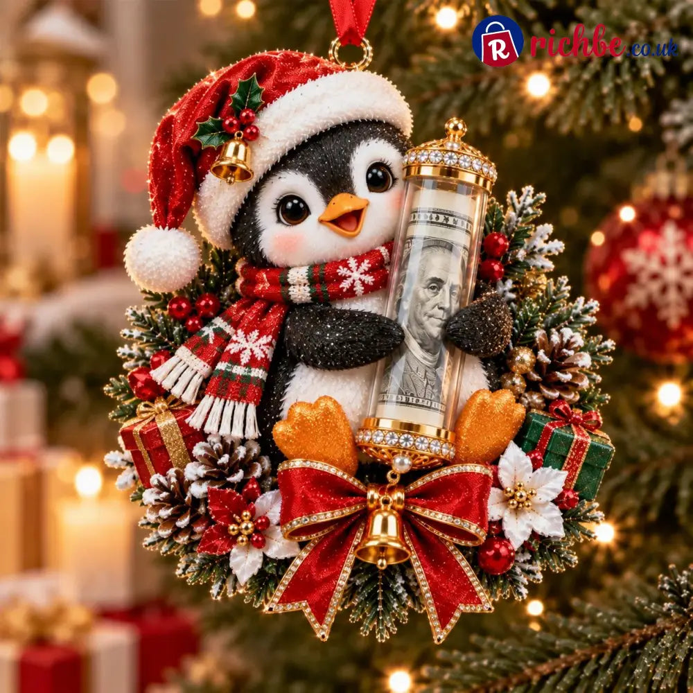 🎄 💵 Christmas Cash Gift Ornament - ✨A Fun Way to Give Money This Christmas - 🐧 Penguin - Best Sale Of The Month