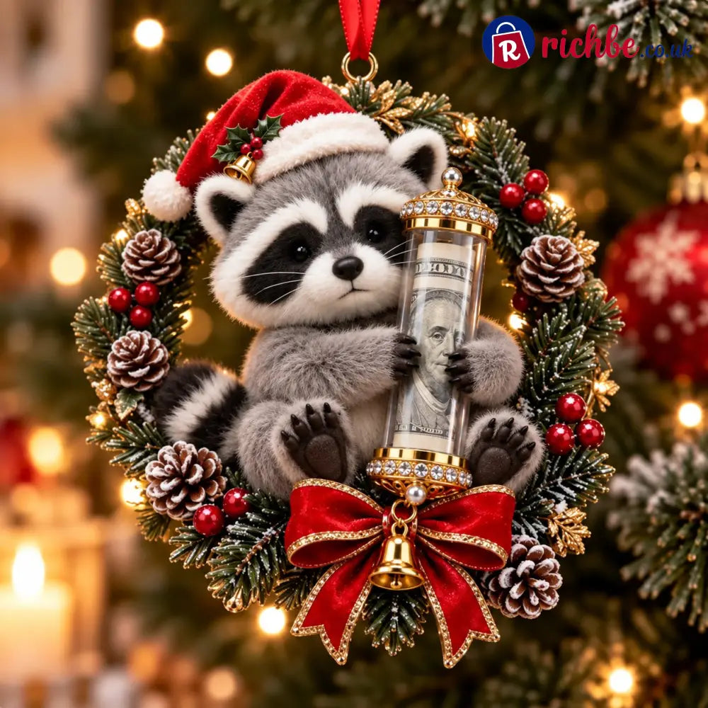🎄 💵 Christmas Cash Gift Ornament - ✨A Fun Way to Give Money This Christmas - 🦝Raccoon - Best Sale Of The Month