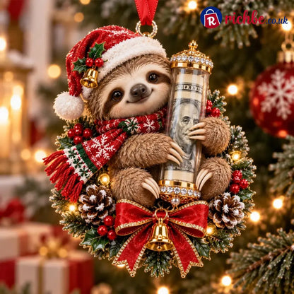 🎄 💵 Christmas Cash Gift Ornament - ✨A Fun Way to Give Money This Christmas - 🦥 Sloth - Best Sale Of The Month