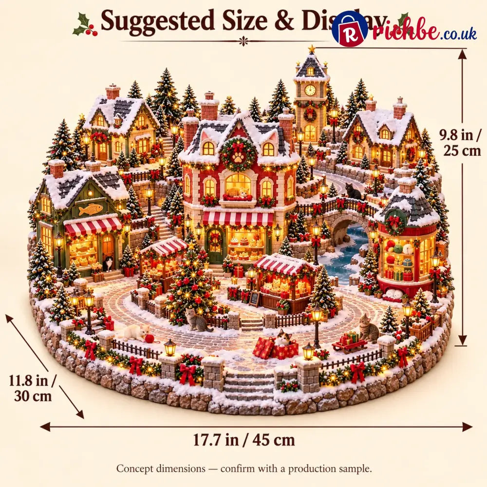 Christmas Cat Village 🐱🎄 – Lighted Cat Lover’s Holiday Scene 🐈✨