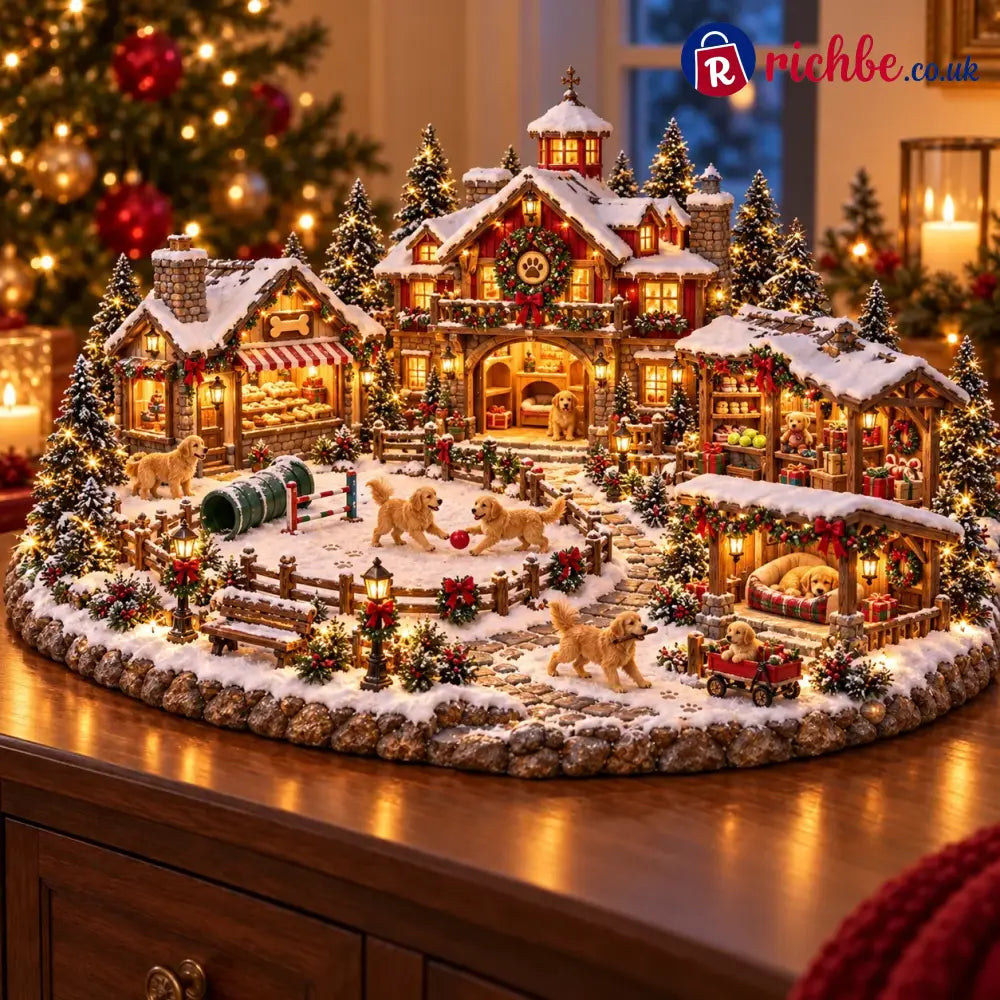 Christmas Golden Retriever Village – Lighted Dog Lover’s Holiday Scene