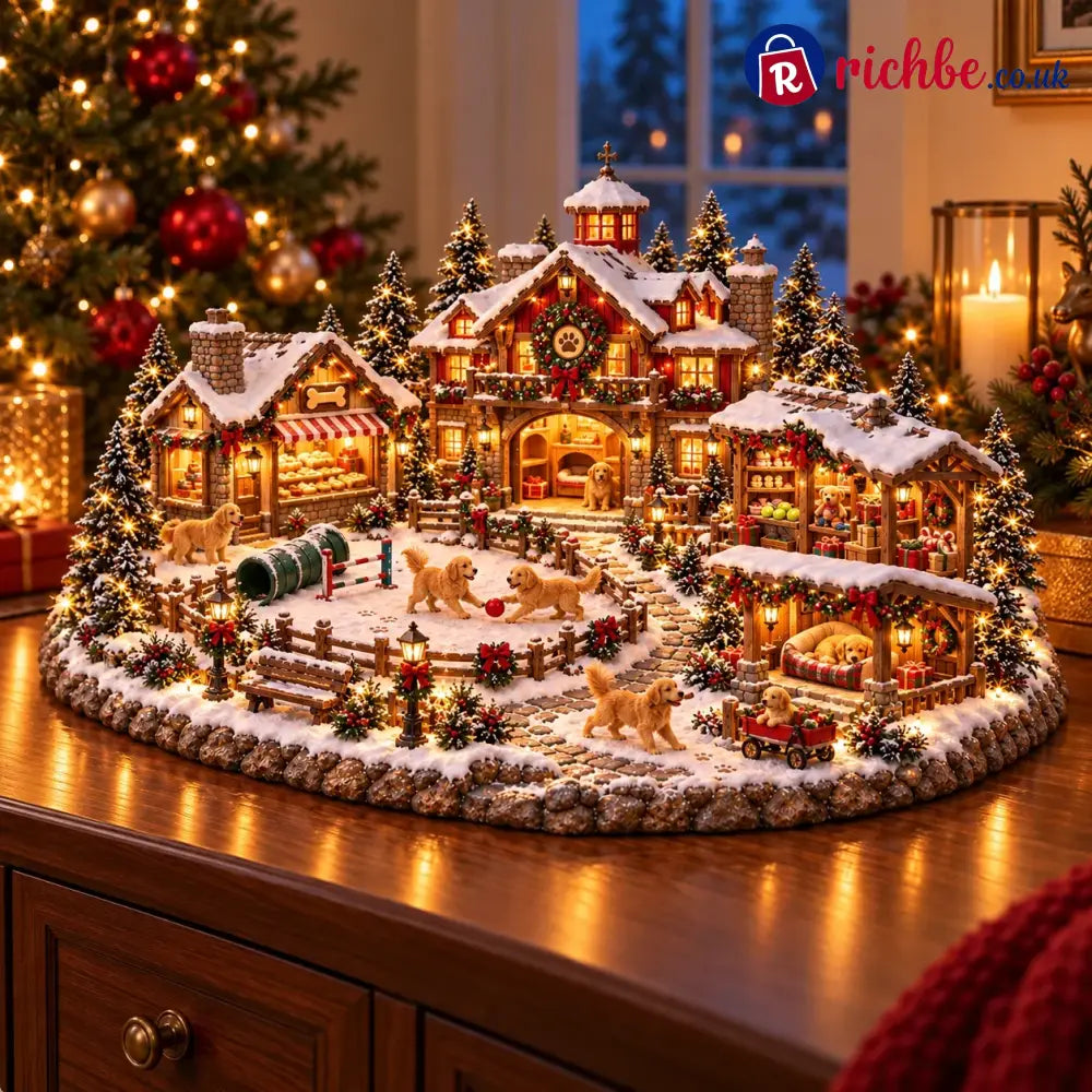 Christmas Golden Retriever Village – Lighted Dog Lover’s Holiday Scene