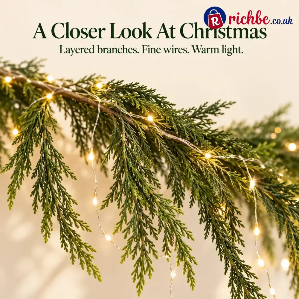 🎄 Christmas Greenery Garland & Warm Icicle Lights Set, Turn Empty Spaces Into Holiday Magic ✨