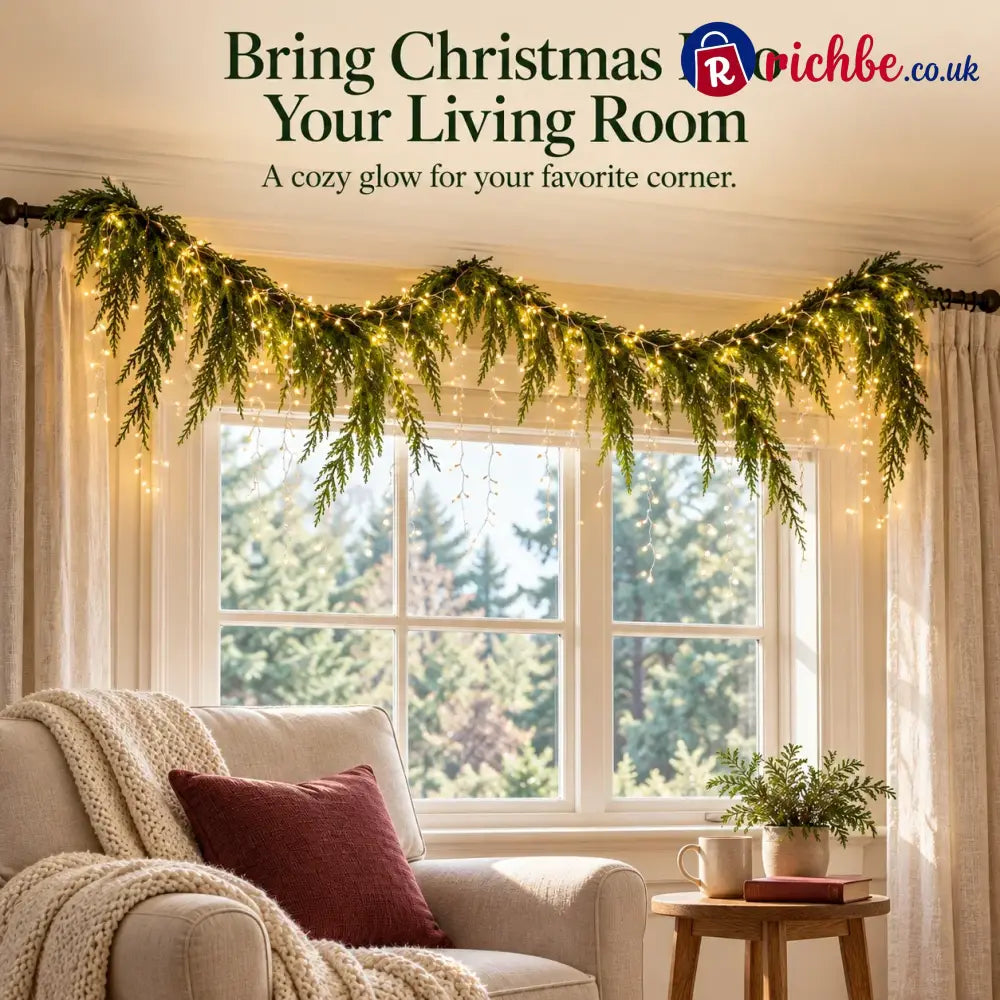 🎄 Christmas Greenery Garland & Warm Icicle Lights Set, Turn Empty Spaces Into Holiday Magic ✨