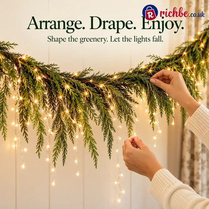 🎄 Christmas Greenery Garland & Warm Icicle Lights Set, Turn Empty Spaces Into Holiday Magic ✨
