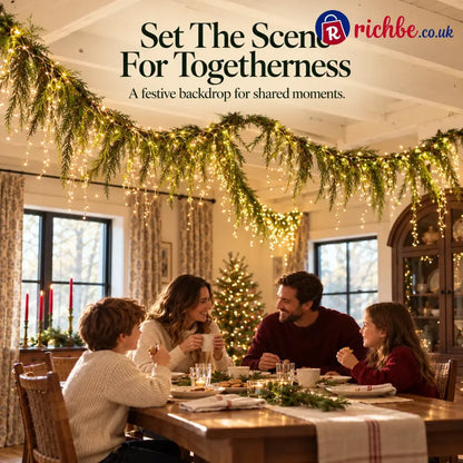 🎄 Christmas Greenery Garland & Warm Icicle Lights Set, Turn Empty Spaces Into Holiday Magic ✨