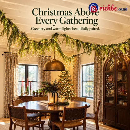 🎄 Christmas Greenery Garland & Warm Icicle Lights Set, Turn Empty Spaces Into Holiday Magic ✨