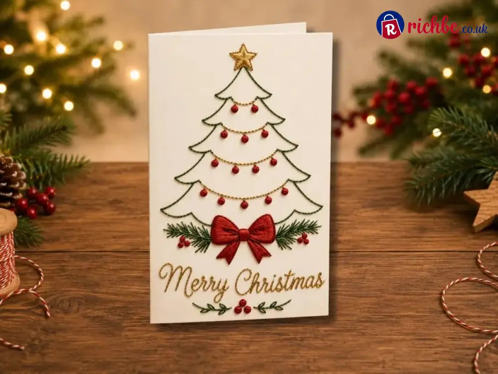 🌲 🪡 Christmas Hand Embroidery Card DIY Kit | Stitch Your Way Into the Christmas Spirit ✨ 🎁