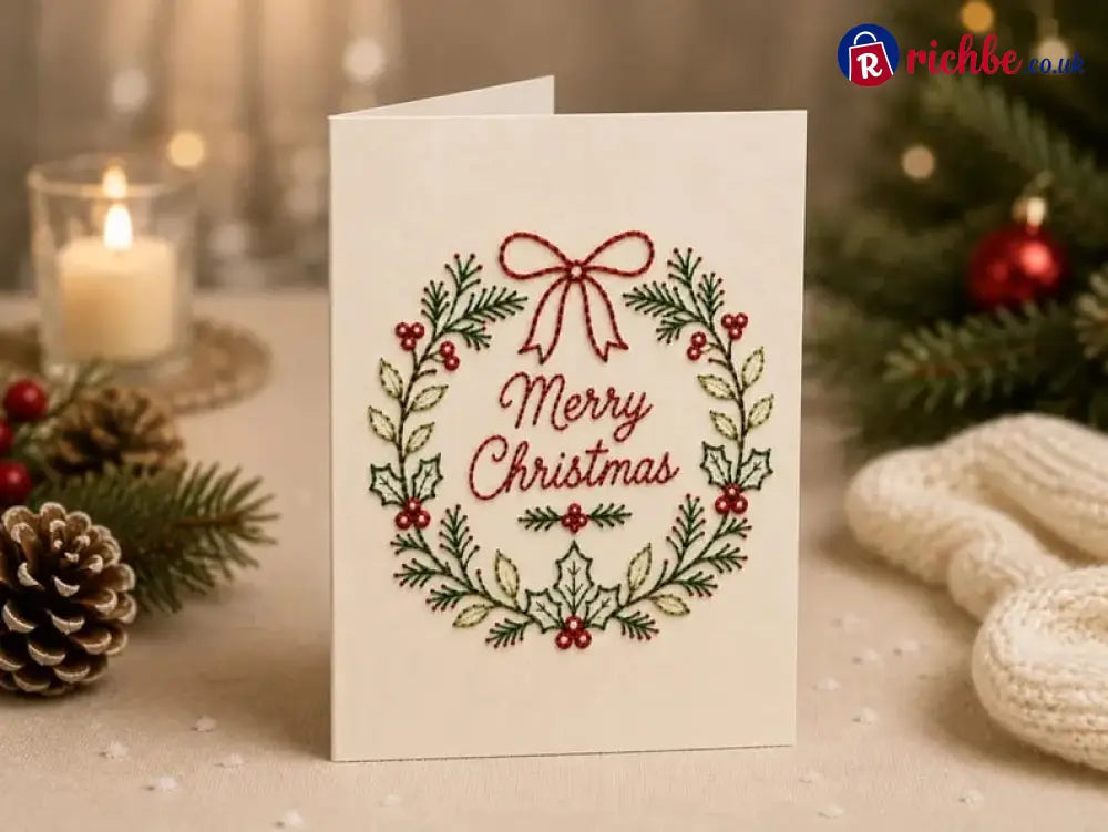 🌲 🪡 Christmas Hand Embroidery Card DIY Kit | Stitch Your Way Into the Christmas Spirit ✨ 🎁