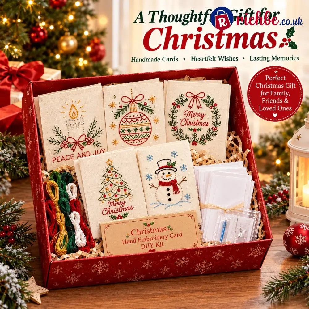 🌲 🪡 Christmas Hand Embroidery Card DIY Kit | Stitch Your Way Into the Christmas Spirit ✨ 🎁