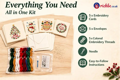 🌲 🪡 Christmas Hand Embroidery Card DIY Kit | Stitch Your Way Into the Christmas Spirit ✨ 🎁