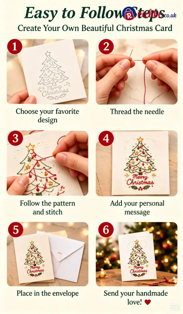 🌲 🪡 Christmas Hand Embroidery Card DIY Kit | Stitch Your Way Into the Christmas Spirit ✨ 🎁
