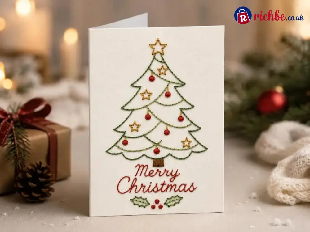 🌲 🪡 Christmas Hand Embroidery Card DIY Kit | Stitch Your Way Into the Christmas Spirit ✨ 🎁