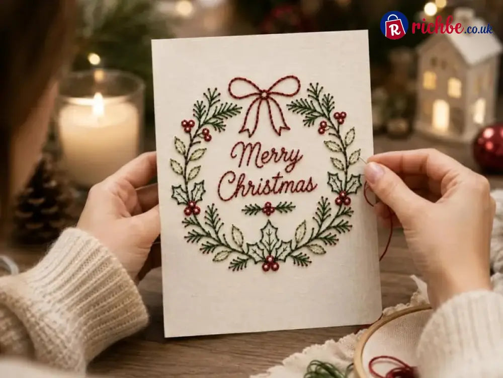 🌲 🪡 Christmas Hand Embroidery Card DIY Kit | Stitch Your Way Into the Christmas Spirit ✨ 🎁