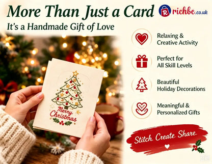 🌲 🪡 Christmas Hand Embroidery Card DIY Kit | Stitch Your Way Into the Christmas Spirit ✨ 🎁