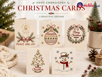 🌲 🪡 Christmas Hand Embroidery Card DIY Kit | Stitch Your Way Into the Christmas Spirit ✨ 🎁 - ⛄Christmas A(5 Pcs)