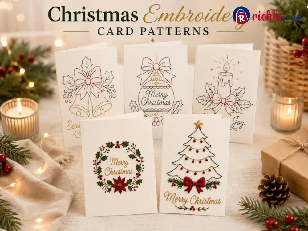 🌲 🪡 Christmas Hand Embroidery Card DIY Kit | Stitch Your Way Into the Christmas Spirit ✨ 🎁 - 🌲Christmas B(5 Pcs)