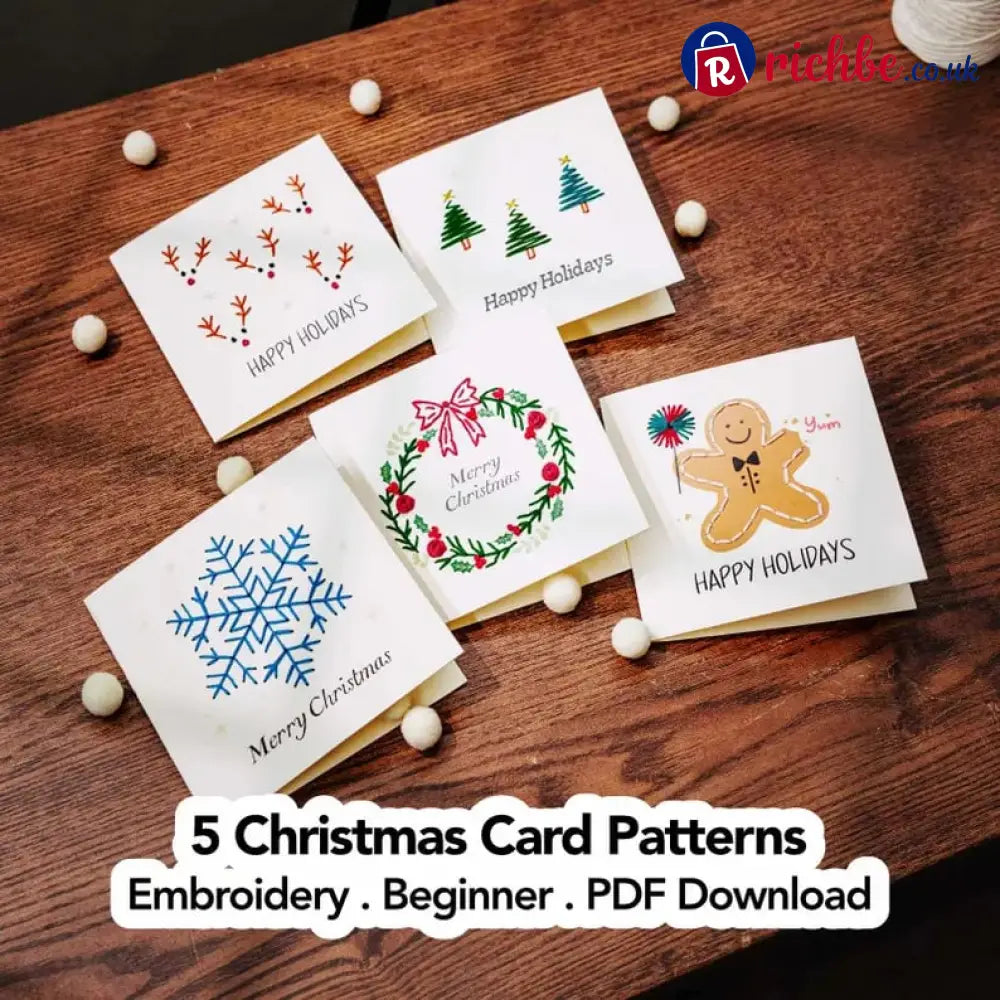 🌲 🪡 Christmas Hand Embroidery Card DIY Kit | Stitch Your Way Into the Christmas Spirit ✨ 🎁 - ❄Christmas C(5 Pcs)