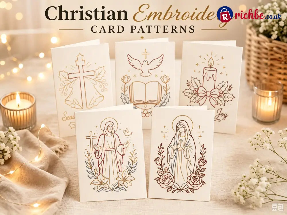 🌲 🪡 Christmas Hand Embroidery Card DIY Kit | Stitch Your Way Into the Christmas Spirit ✨ 🎁 - ✝️Christ(5 Pcs)