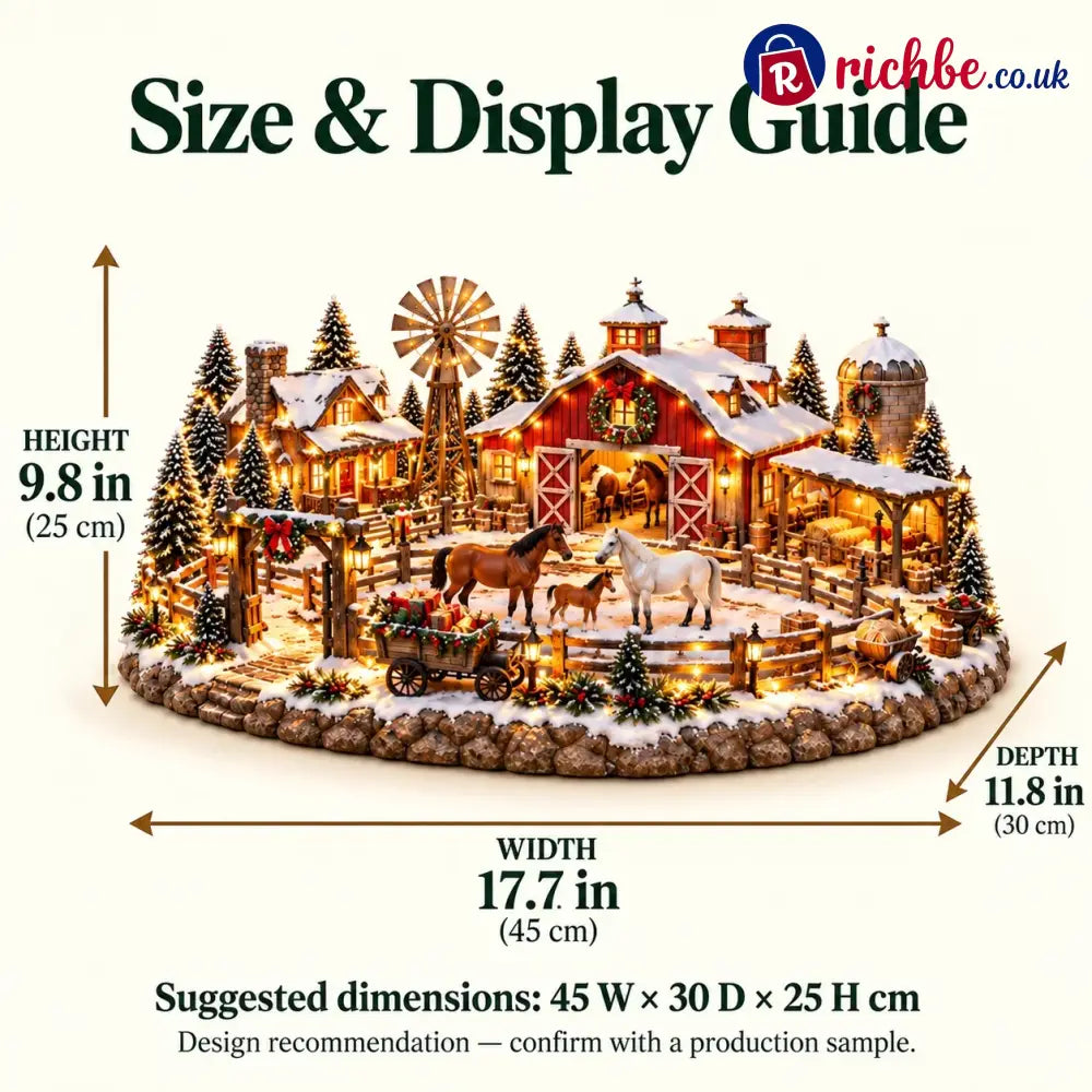 🐴🎄 Christmas Horse Stable Village – Lighted Equestrian Holiday Scene