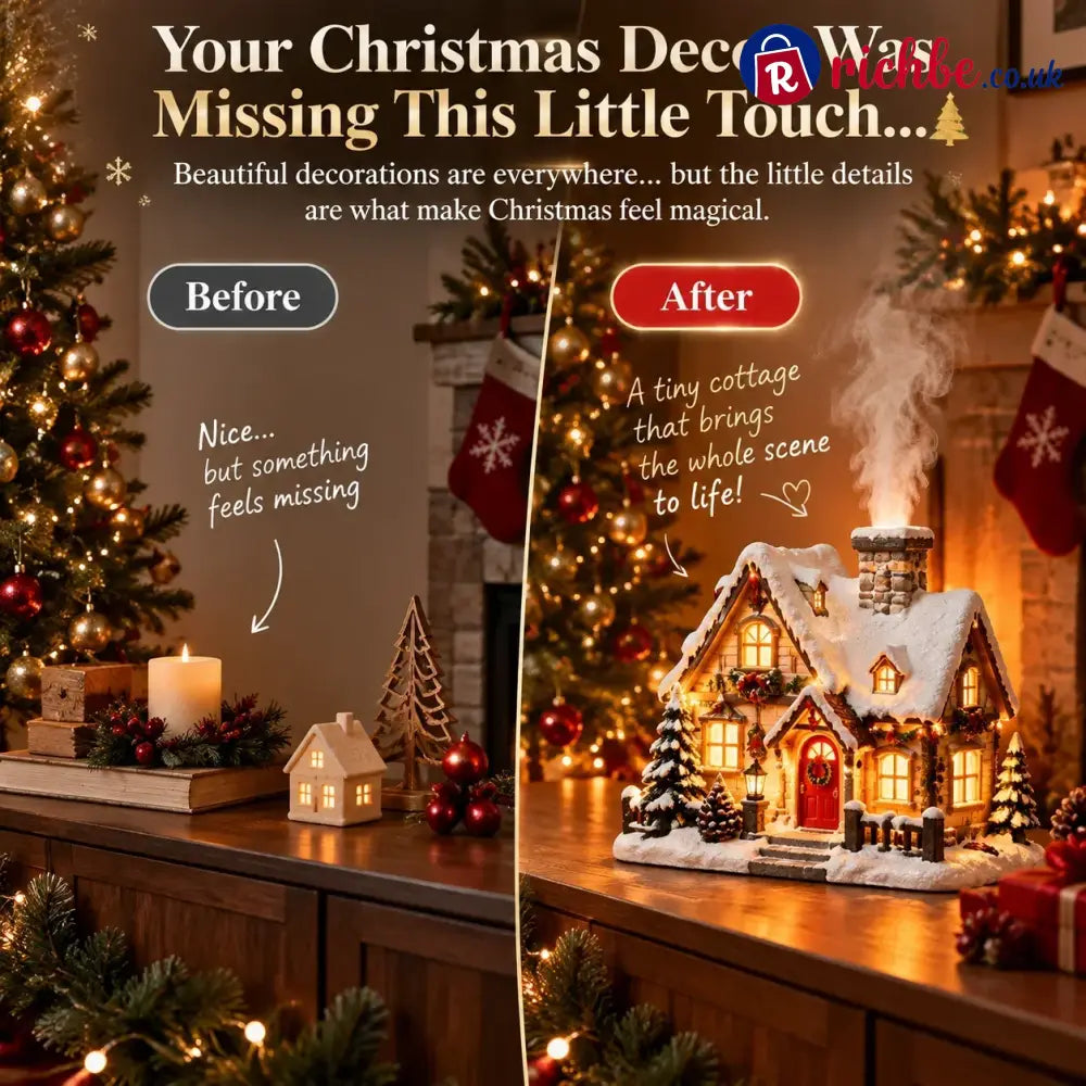 🎄Christmas House Aroma Diffuser - Warm Light & GentleMist Holiday Decor🎄