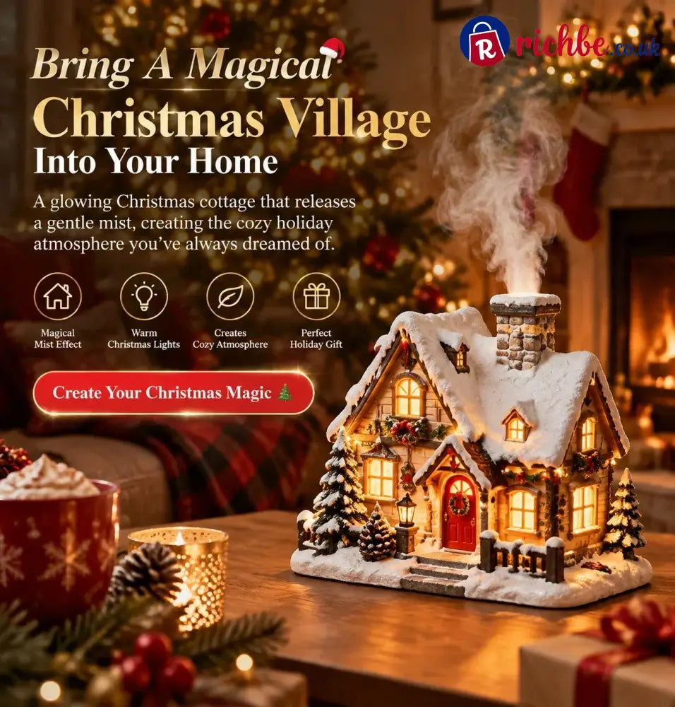 🎄Christmas House Aroma Diffuser - Warm Light & GentleMist Holiday Decor🎄