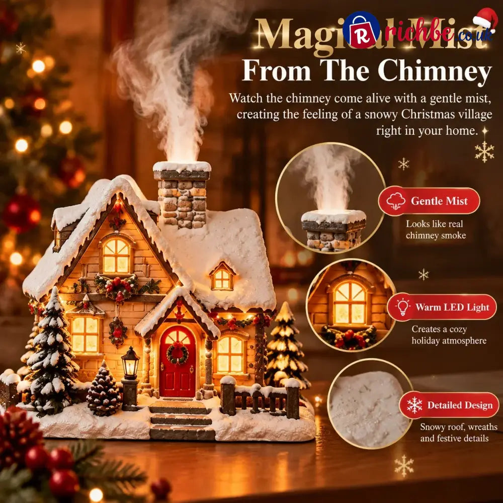🎄Christmas House Aroma Diffuser - Warm Light & GentleMist Holiday Decor🎄