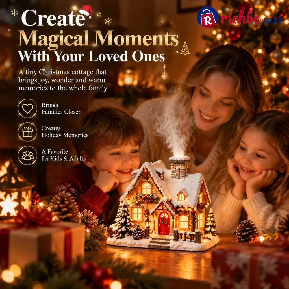 🎄Christmas House Aroma Diffuser - Warm Light & GentleMist Holiday Decor🎄