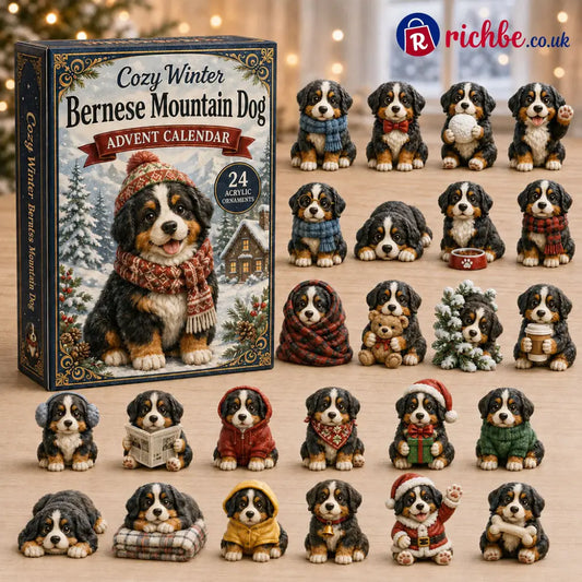 CHRISTMAS KICKOFF 40% OFF - Cozy Winter Bernese Mountain Dog Advent Calendar 2026 - 24-Day Festive Countdown Acrylic