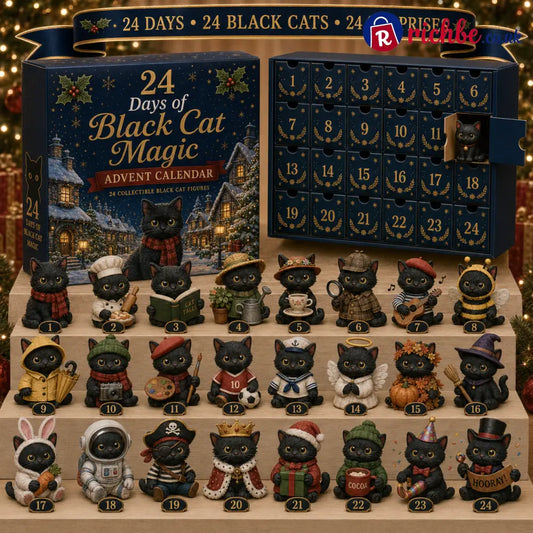 CHRISTMAS KICKOFF 49% OFF - 2026 Black Cats Blind Box - 24‑Day Festive Countdown Black Cat Figurines Blind Box - Gift