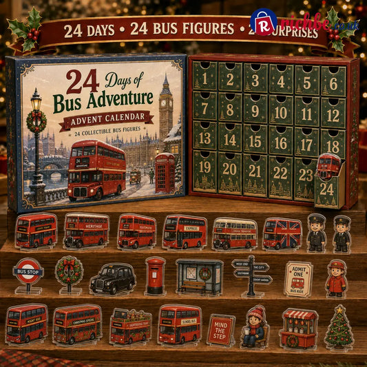 CHRISTMAS KICKOFF 49% OFF - 2026 Bus Adventure Blind Box - 24‑Day Festive Countdown Bus Figures Blind Box - Gift For