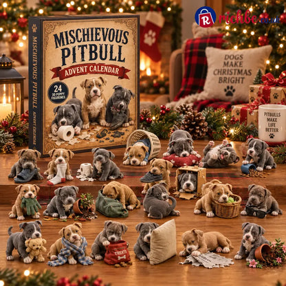 CHRISTMAS KICKOFF 49% OFF - Mischievous Pitbull Advent Calendar 2026 - 24-Day Festive Countdown