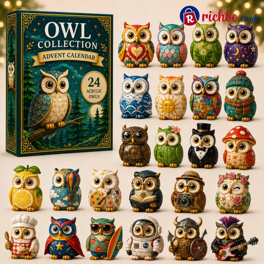 CHRISTMAS KICKOFF 49% OFF - Whimsical Owls Advent Calendar 2026 - 24-Day Festive Countdown, Acrylic Charms Blind Box - Gift For Animal Lovers