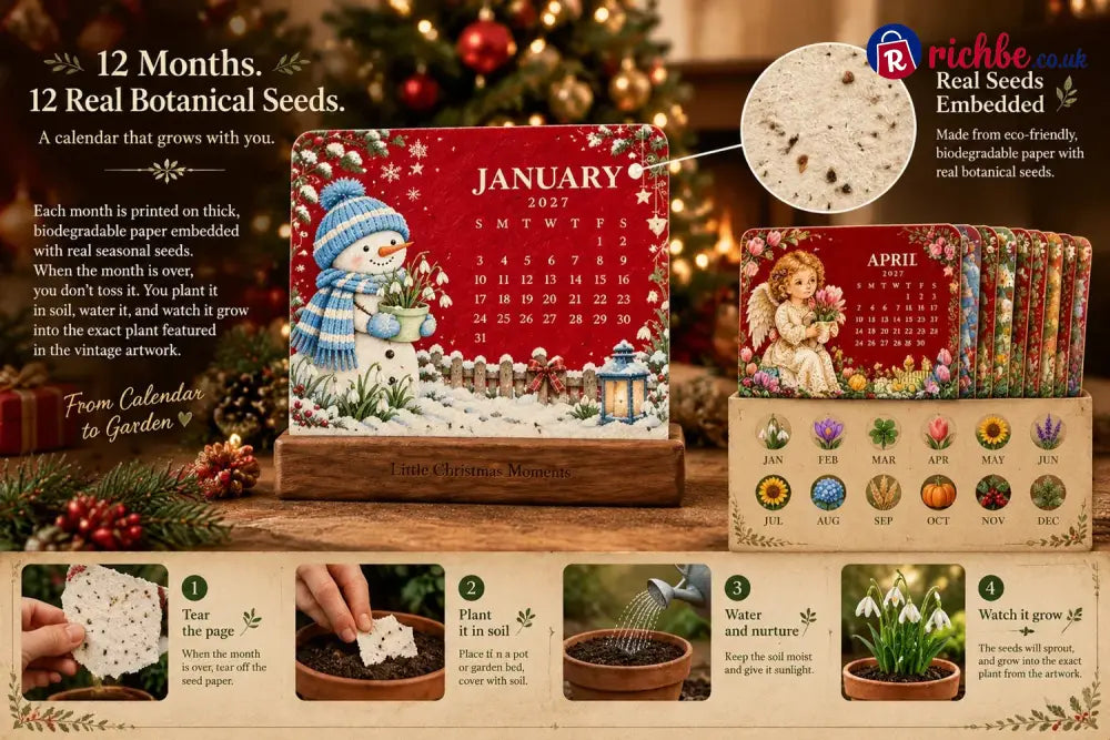 🎄🗓️ Christmas Limited-Edition, 🪴✨ Eco-Friendly Plantable “Timeless” Seed Calendar 2027